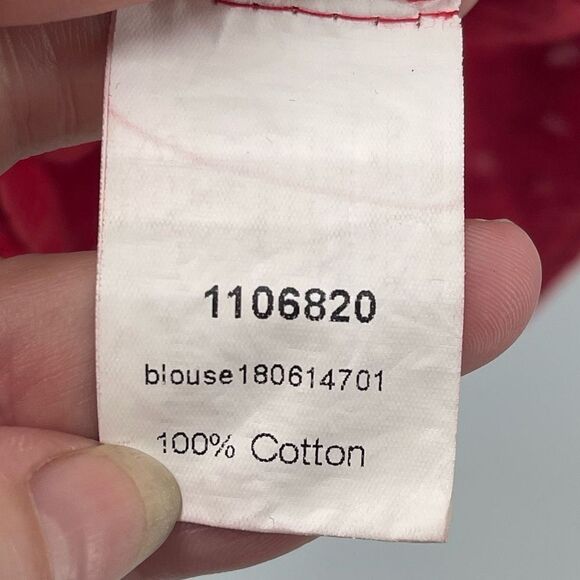Shein Womens Blouse Top Eyelet Embroidered 100% Cotton Short Sleeve Red Small - Picture 6 of 13